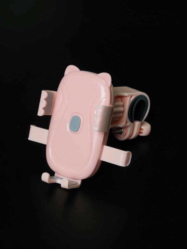 Cute pink cat motorcycle phone holder with adjustable side arms